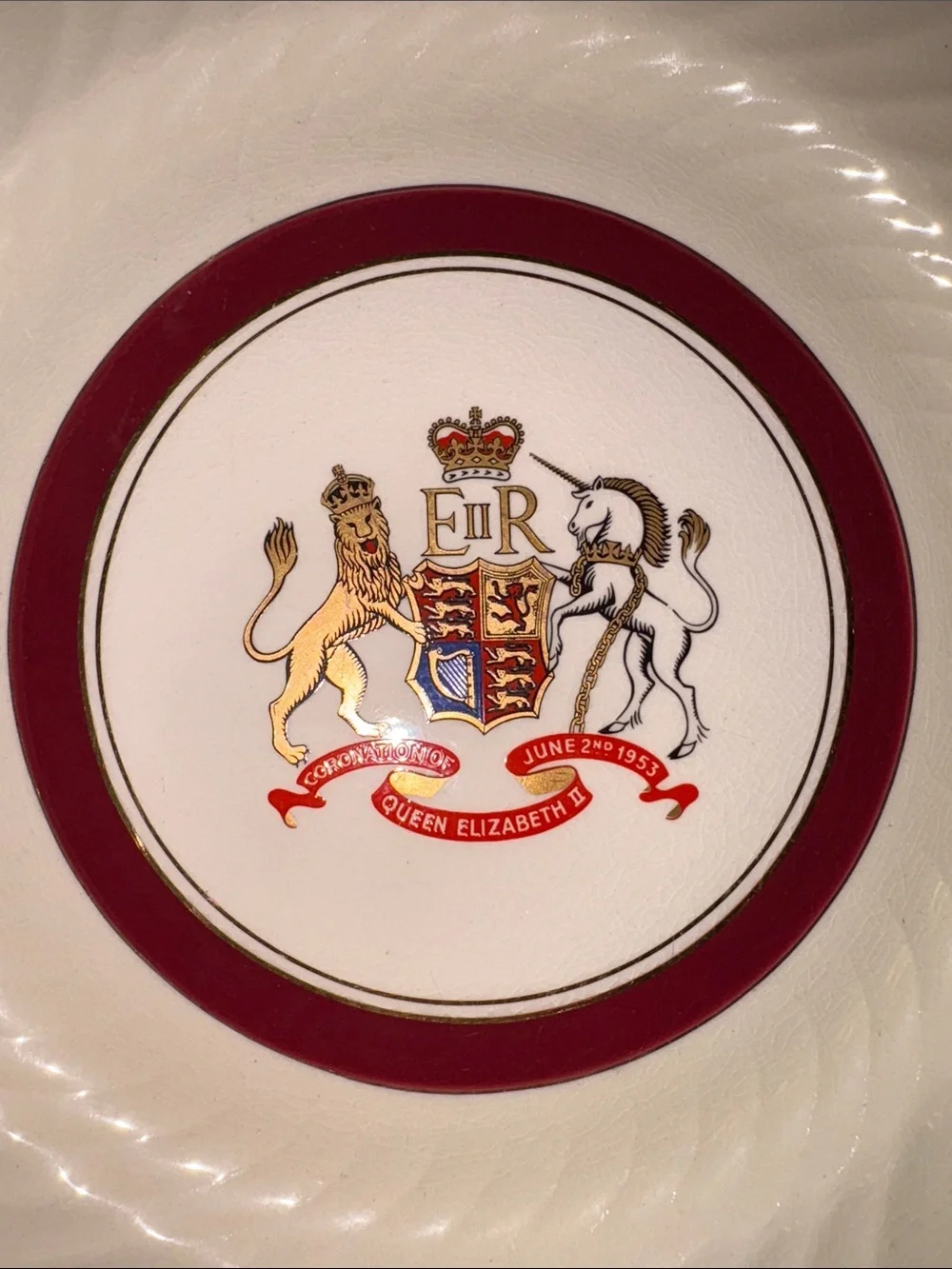 Coronation of Queen Elizabeth II Decorative Royal Crest Serving Tray 10 1/4”